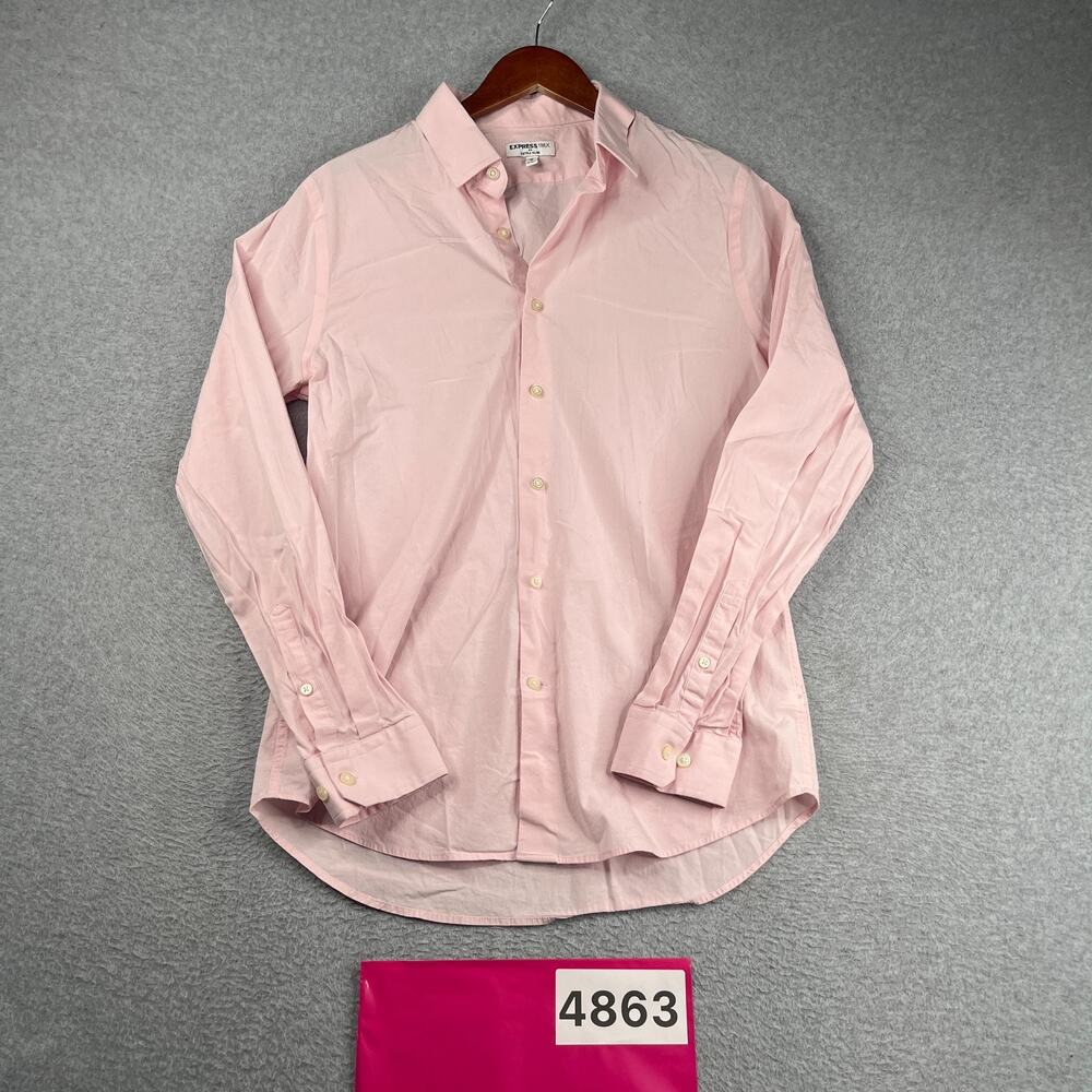 Express Extra Slim Shirt Medium Pink Casual Classic Button Up Long Sleeve Mens